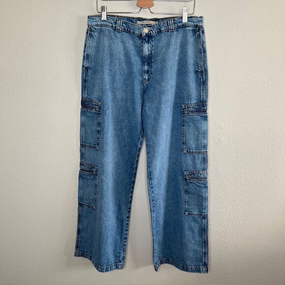 Hudson Womens High-Rise Welt Pocket Wide Leg Cargo jeans Size 33 - Picture 5 of 13